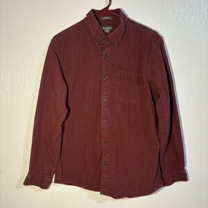 Eddie Bauer Maroon Red Long Sleeve Thick Flannel Button Down Shirt Men’s M
